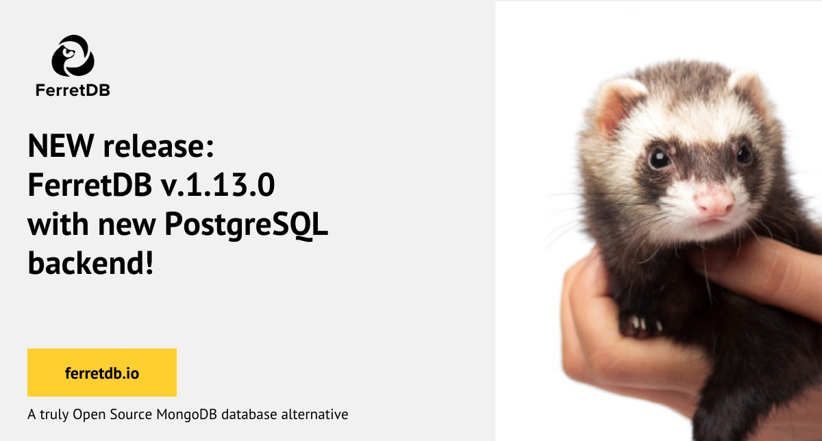 FerretDB v1.13.0 - new release with new PostgreSQL backend